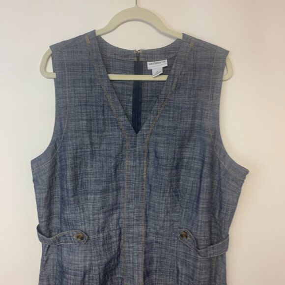 Liz Claiborne Womens Dress SZ XXL Sheath Midi Blue Office Professional Preppy - Picture 2 of 9